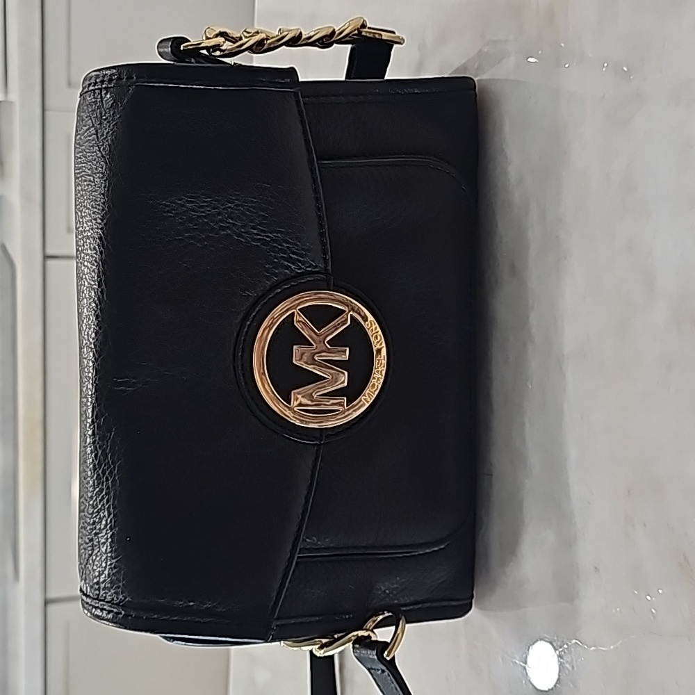Michael Kors Black Leather Shoulder Cross Body Bag Excellent Condition